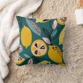 ヴィンテージの継ぎ目のない模様（黄レモン、枝） クッション (ブランケット)