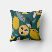 ヴィンテージの継ぎ目のない模様（黄レモン、枝） クッション (裏面)