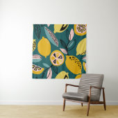 ヴィンテージの継ぎ目のない模様（黄レモン、枝） タペストリー (インサイチュ)