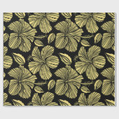 ヴィンテージの継ぎ目のない熱帯ハイビスカスの花 ラッピングペーパー (フラット)