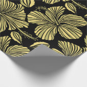 ヴィンテージの継ぎ目のない熱帯ハイビスカスの花 ラッピングペーパー (角)