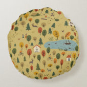 ヴィンテージの継ぎ目のない秋林地図 ラウンドクッション (裏面)