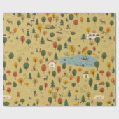 ヴィンテージの継ぎ目のない秋林地図 ラッピングペーパー (フラット)