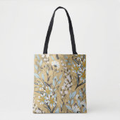 ヴィンテージの継ぎ目のない黒い黒い黒人の花柄 トートバッグ (正面)