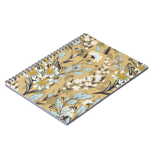 ヴィンテージの継ぎ目のない黒い黒い黒人の花柄 ノートブック (左側)