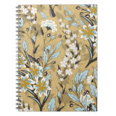 ヴィンテージの継ぎ目のない黒い黒い黒人の花柄 ノートブック (正面)