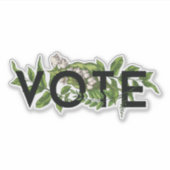 ヴィンテージの緑のフローラエレガントのフェミニン投票 シール (正面)