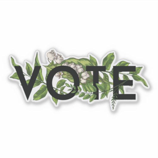 ヴィンテージの緑のフローラエレガントのフェミニン投票 シール (正面)