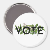 ヴィンテージの緑のフローラエレガントのフェミニン投票 マグネット (正面/裏面)