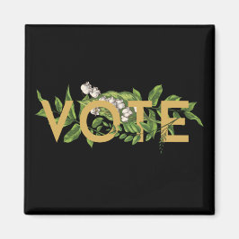 ヴィンテージの緑のフローラエレガントのフェミニン投票 マグネット