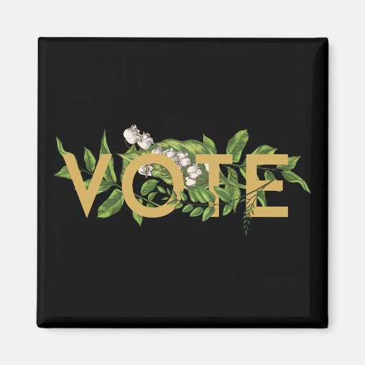 ヴィンテージの緑のフローラエレガントのフェミニン投票 マグネット (正面)