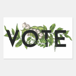 ヴィンテージの緑のフローラエレガントのフェミニン投票 長方形シール