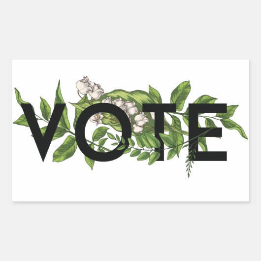 ヴィンテージの緑のフローラエレガントのフェミニン投票 長方形シール (正面)