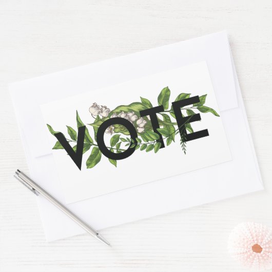 ヴィンテージの緑のフローラエレガントのフェミニン投票 長方形シール (封筒)