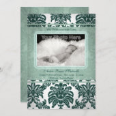 ヴィンテージの緑のベビーの写真の発表 案内状 (正面/裏面)