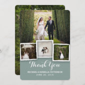 ヴィンテージの緑の結婚式の写真のサンキューカード サンキューカード (正面/裏面)