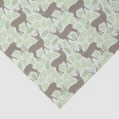 ヴィンテージの緑の花の灰色のシカ動物パターン 薄葉紙 (詳細)
