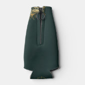 ヴィンテージの緑の金ゴールドフローラダマスクスク結婚スクリプト ボトルクーラー (裏面)