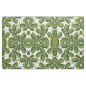 ヴィンテージの緑の黄色い花のサボテンパターン ファブリック (ファットクウォーター)