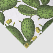 ヴィンテージの緑の黄色い花のサボテンパターン 薄葉紙 (詳細)