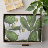 ヴィンテージの緑の黄色い花のサボテンパターン 薄葉紙 (ギフト)