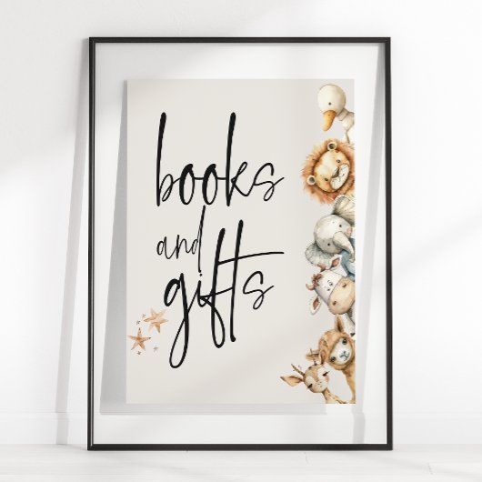 ヴィンテージの緑豊かな動物の赤ちゃんシャワー本の贈り物 ポスター