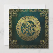 ヴィンテージの緑金ゴールドのオリエンタルの結婚式招待状 招待状 (裏面)