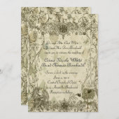 ヴィンテージの緑青のユニコーンの結婚式招待状 招待状 (正面/裏面)