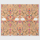 ヴィンテージの繊細な小さな花で白い白鳥と ラッピングペーパー (フラット)