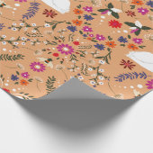 ヴィンテージの繊細な小さな花で白い白鳥と ラッピングペーパー (角)