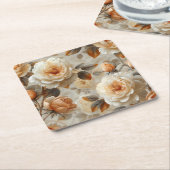 ヴィンテージの繊細な花のパターン。 スクエアペーパーコースター (アングル)