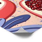 ヴィンテージの繰り返しテクスチャを様式化したpomegranat ポスター (角)