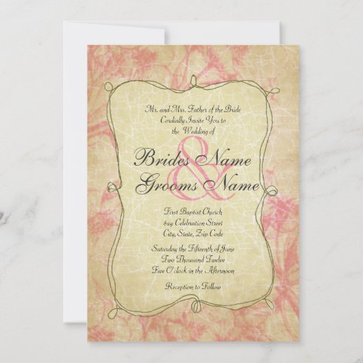 ヴィンテージの罅割れたピンクの桜の招待状 招待状 (裏面)