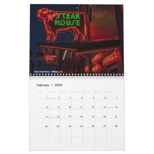 ヴィンテージの署名写真の予定表 カレンダー (2月 2026)