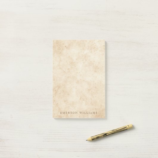 ヴィンテージの羊皮紙のアンティークによって老化させるペーパー素朴な名前 ポストイット (デスク上)