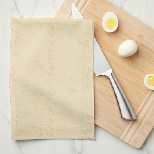 ヴィンテージの羊皮紙の旧式な文字のテンプレートのブランク キッチンタオル (四つ折り)