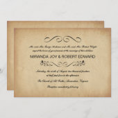 ヴィンテージの羊皮紙の素朴な結婚式招待状 招待状 (正面/裏面)