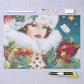 ヴィンテージの美しいクリスマスの女性の切り離し 薄葉紙 (クラフト)