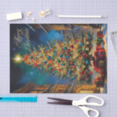 ヴィンテージの美しいクリスマスツリーとプレゼント 薄葉紙 (クラフト)