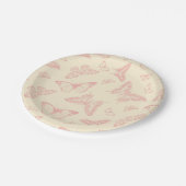 ヴィンテージの美しいピンクの蝶 ペーパープレート (アングル)