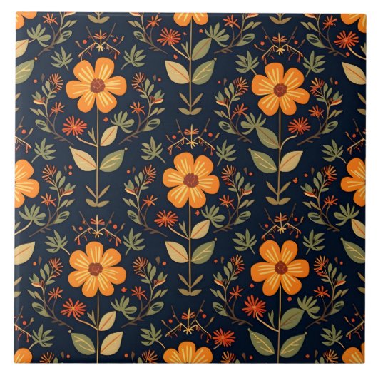 ヴィンテージの美しいフローラモダン収集 タイル (正面)