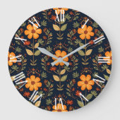 ヴィンテージの美しいフローラモダン収集 ラージ壁時計 (正面)
