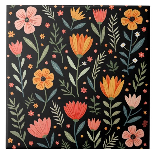 ヴィンテージの美しいフローラ人気がある収集 タイル (正面)