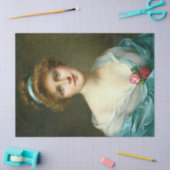 ヴィンテージの美しいレディーグリーンドレスデクページ 薄葉紙 (クラフト)