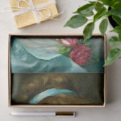 ヴィンテージの美しいレディーグリーンドレスデクページ 薄葉紙 (ギフト)