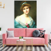 ヴィンテージの美しいレディーグリーンドレス キャンバスプリント (インサイチュ (リビング))