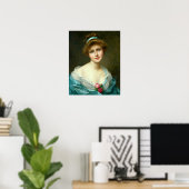 ヴィンテージの美しいレディーグリーンドレス ポスター (ホームオフィス)