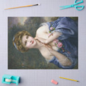 ヴィンテージの美しい女性の青いデコpage 薄葉紙 (クラフト)