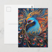 ヴィンテージの美しい孔雀アールヌーボー ポストカード (正面/裏面)