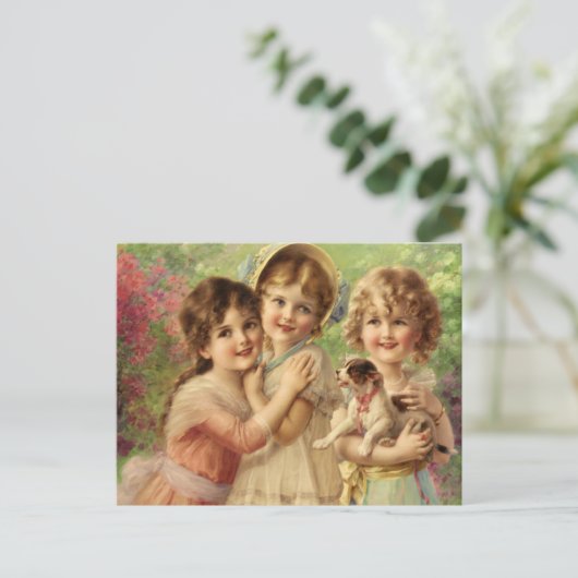 ヴィンテージの美しい小さな女の子 ポストカード (スタンド正面)